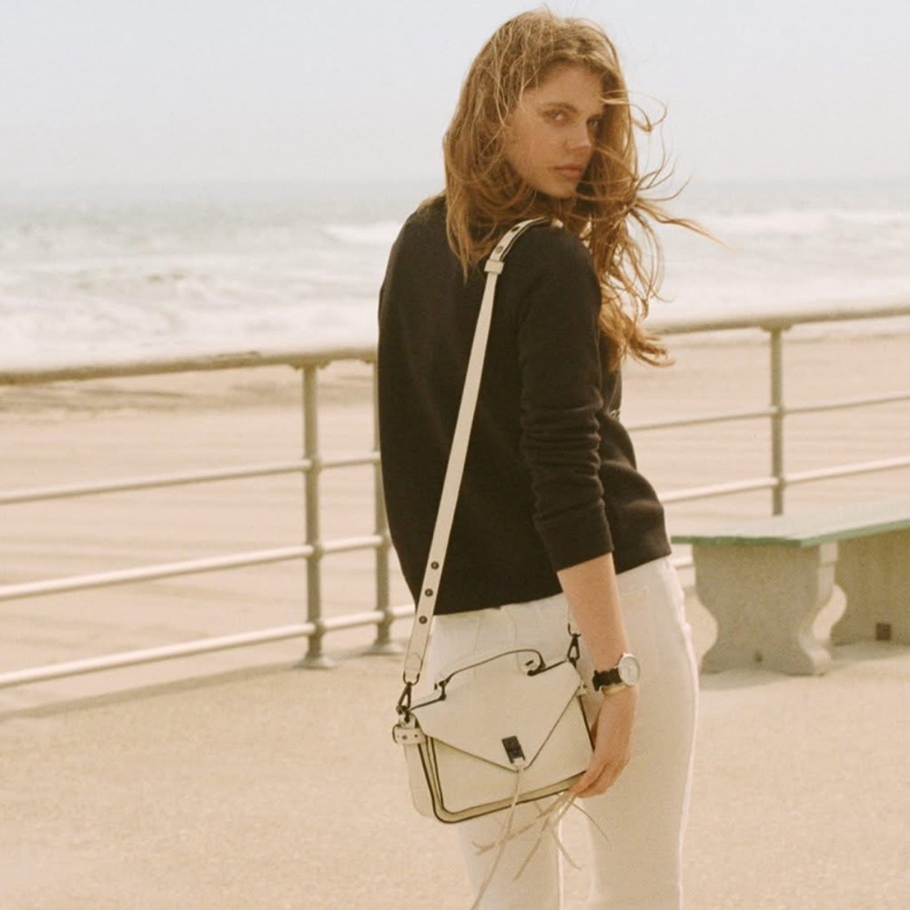 NWOT REBECCA MINKOFF DARREN OFF WHITE MESSENGER SATCHEL Leather Crossbody Bag